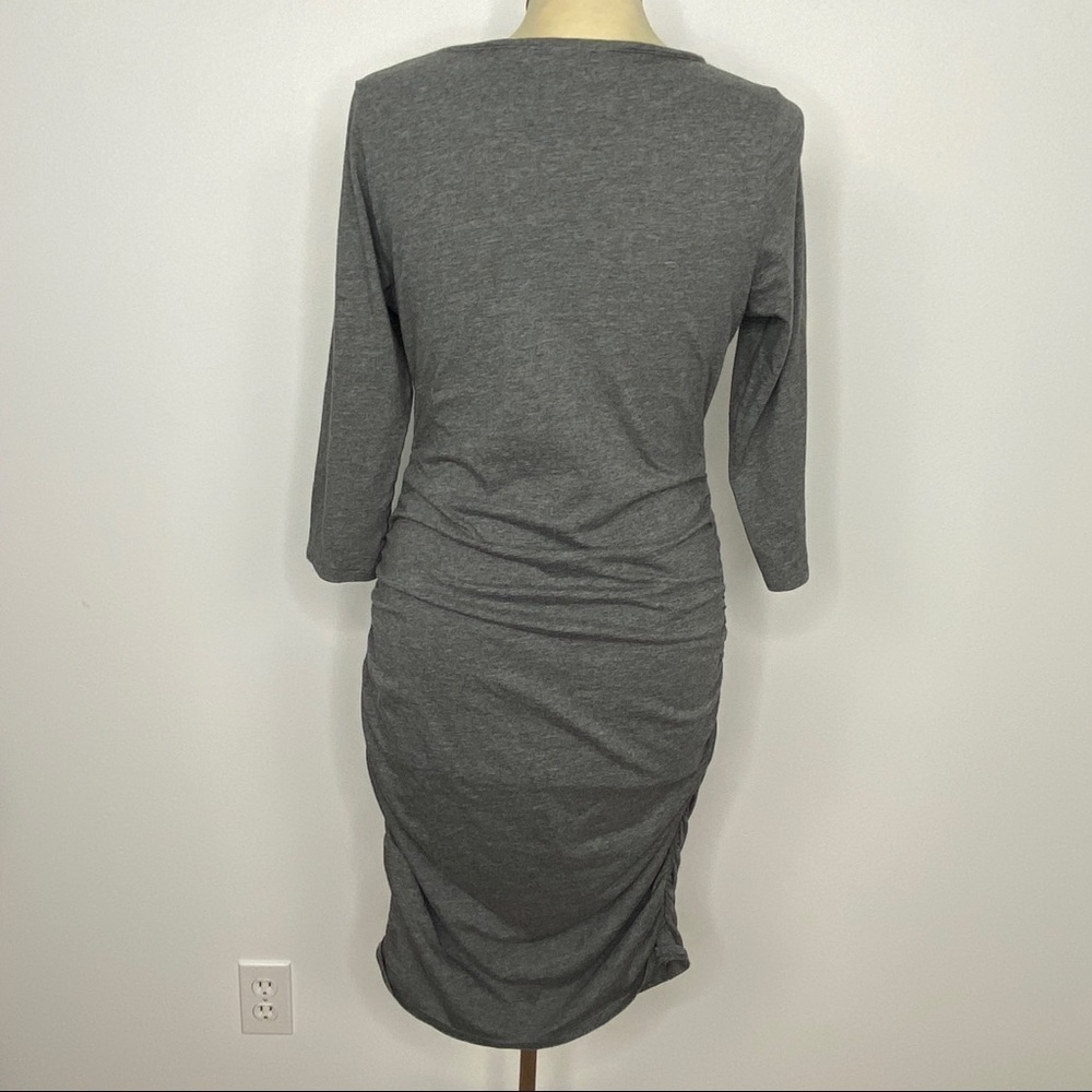 Express Ruched Grey Dress - Picture 2 of 5